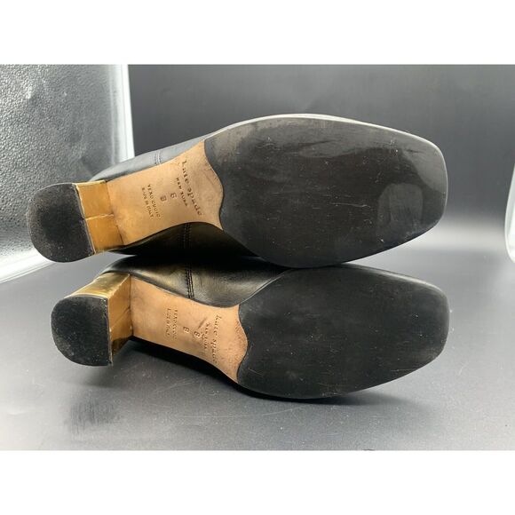 Kate Spade Tavie Knee High Boots Size 8 Square Toe Gold Heel - Picture 11 of 12